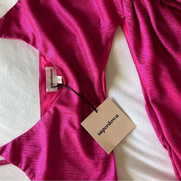 NWT Superdown Fuchsia Metallic Evening/Party Maxi Dress - Picture 3 of 3